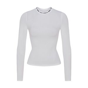 Skims x Dolce & Gabbana Cotton Jersey Long Sleeve T-Shirt - SNOW Size Small